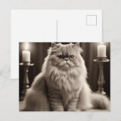 Sepia Perzisch Kattenportret Tijdloos Elegant Briefkaart (Voorkant / Achterkant)