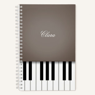 Sepia Piano Muziek Toetsenbord Gepersonaliseerd Notitieboek