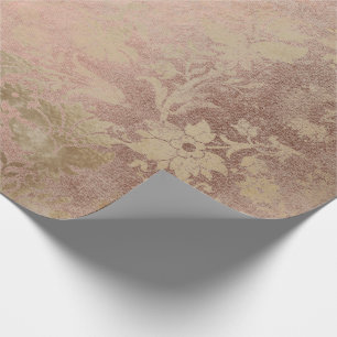 Sepia Pink Rose Gold Floral Cottage Grungy Damask Cadeaupapier