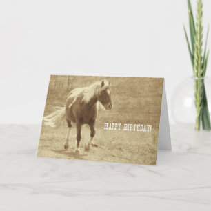 Sepia Pinto Pony Birthday Kaart