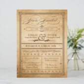  Sepia Poster Style Wedding Invite Kaart (Staand voorkant)