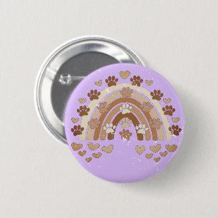 Sepia Rainbow Dog Paw Prints Custom Ronde Button 5,7 Cm