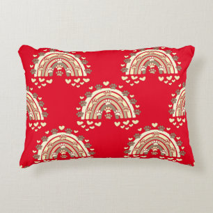  sepia regenbooghond en hart accent kussen