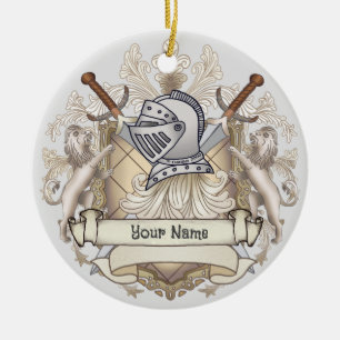 Sepia ridder Shield achternaam Keramisch Ornament
