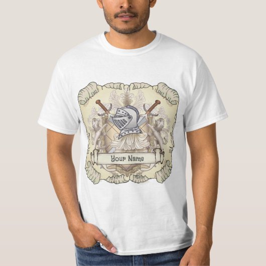 Sepia ridder Shield achternaam T-shirt (Voorkant)