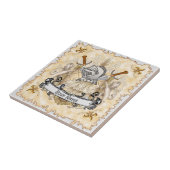 Sepia ridder Shield achternaam Tegeltje (Zijkant)