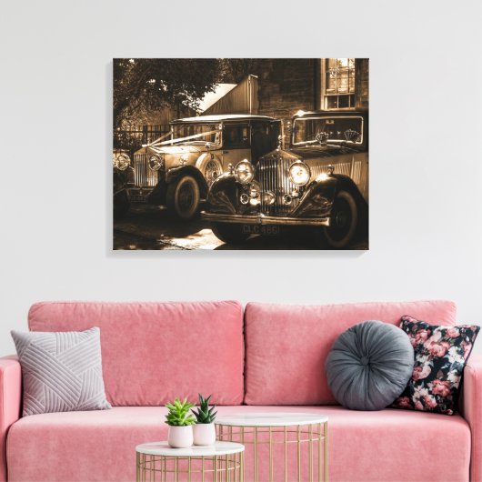 Sepia Rolls Royce Canvas Afdruk (Insitu (Woonkamer))