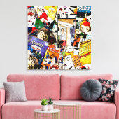 Sepia Romance Comic Book Cover Jumble Collage Canvas Afdruk (Insitu (Woonkamer))