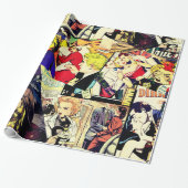 Sepia Romance Comic Book Hoesje Jumble Collage Cadeaupapier (Uitgerold)