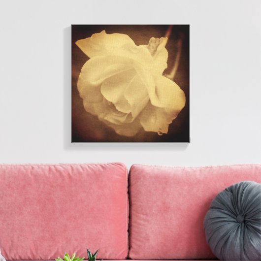 Sepia Roos met regendruppels  uitzien Canvas Afdruk (Insitu (Woonkamer))