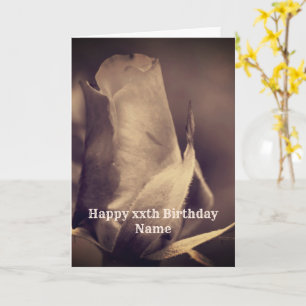Sepia Rosebud Carte d'anniversaire personnalisée