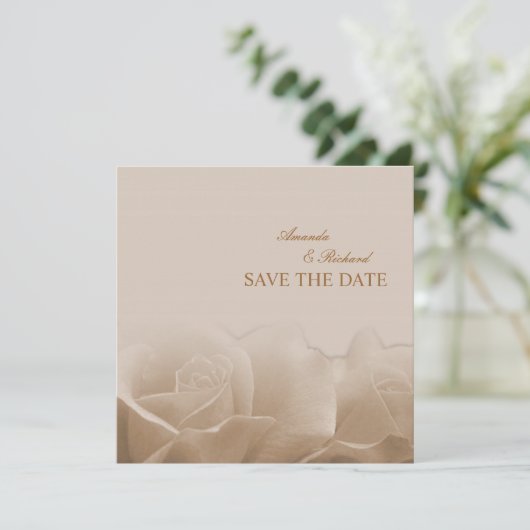 Sepia Rozen - met uitzondering van de datumaankond Save The Date (Staand voorkant)