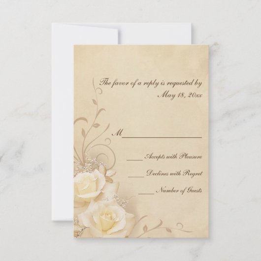 Sepia Rozen RSVP-kaarten RSVP Kaartje (Voorkant)