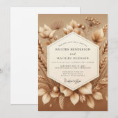 Sepia Rustic Harvest Wedding Kaart (Voorkant / Achterkant)