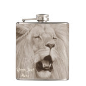 sepia schilderij van grote kattenliefhebber heupfles (Voorkant)