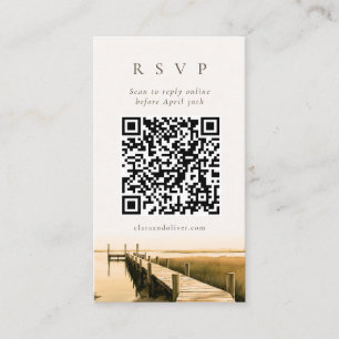 Sepia Script Marsh Lowcountry QR Code RSVP Kaart