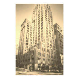 Sepia Seattle Tall Brick Building Foto Afdruk