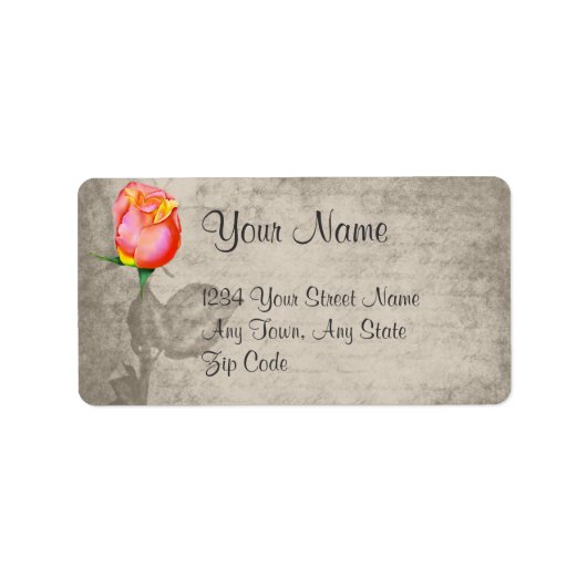 Sepia Spot Kleur Peace Roos bruiloft Etiket (Voorkant)