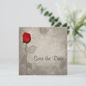 Sepia Spot Kleur Rood Rosebud Save the Date (Staand voorkant)