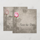 Sepia Spot Kleur Roze Rose Save the Date (Voorkant / Achterkant)