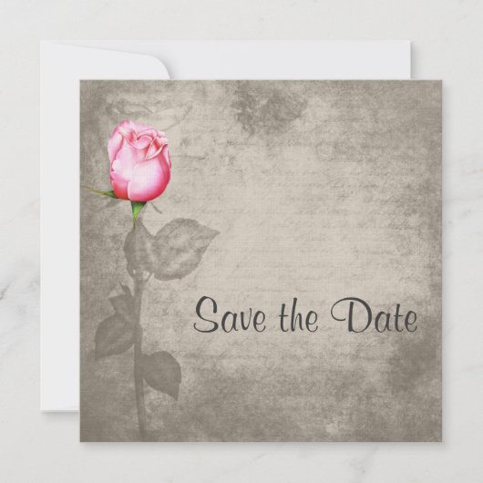 Sepia Spot Kleur Roze Rose Save the Date (Voorkant)