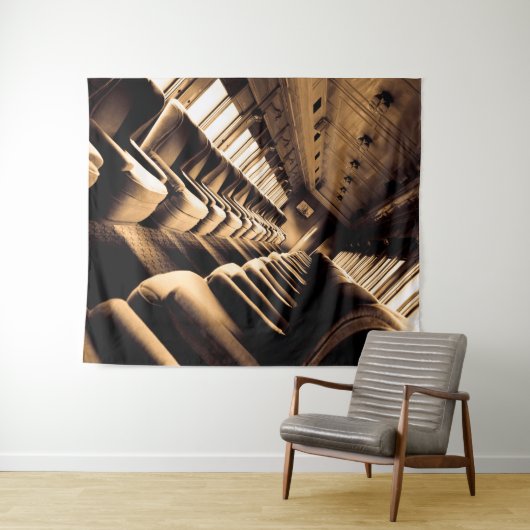 Sepia Steam Train Interior Wandkleed (In Situ (horizontaal))