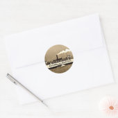 Sepia Steamboot Ferry Ronde Sticker (Envelop)