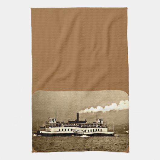 Sepia Steamboot Ferry Theedoek (Verticaal)