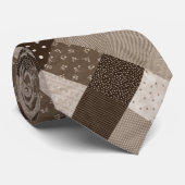 sepia stijl patchwork vierkantjes stropdas (Opgerold)
