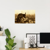 Sepia  Stone Paris Gargoyle Foto Poster (Thuiskantoor)
