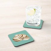 Sepia Striped Shell op Blauwgroen Bier Onderzetter (Rechterzijde)