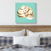 Sepia Striped Shell op Blauwgroen Canvas Afdruk (Insitu (Slaapkamer))