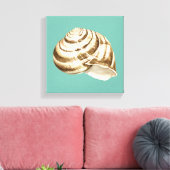 Sepia Striped Shell op Blauwgroen Canvas Afdruk (Insitu (Woonkamer))