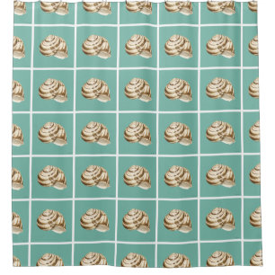 Sepia Striped Shell op Blauwgroen Douchegordijn