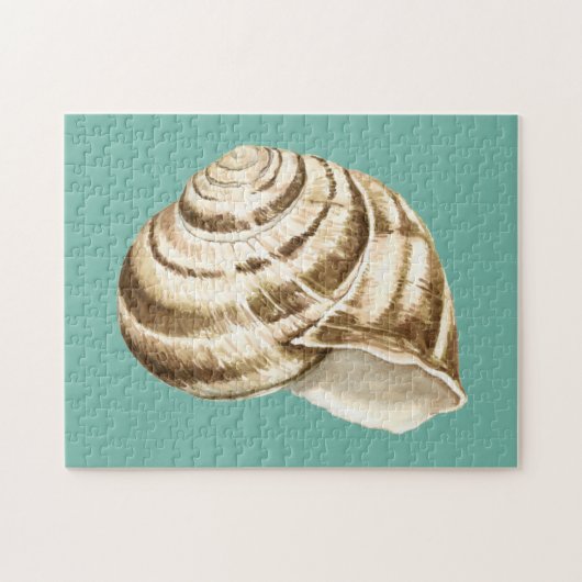 Sepia Striped Shell op Blauwgroen Legpuzzel (Horizontaal)