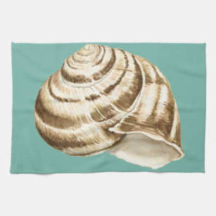 Sepia Striped Shell op Blauwgroen Theedoek