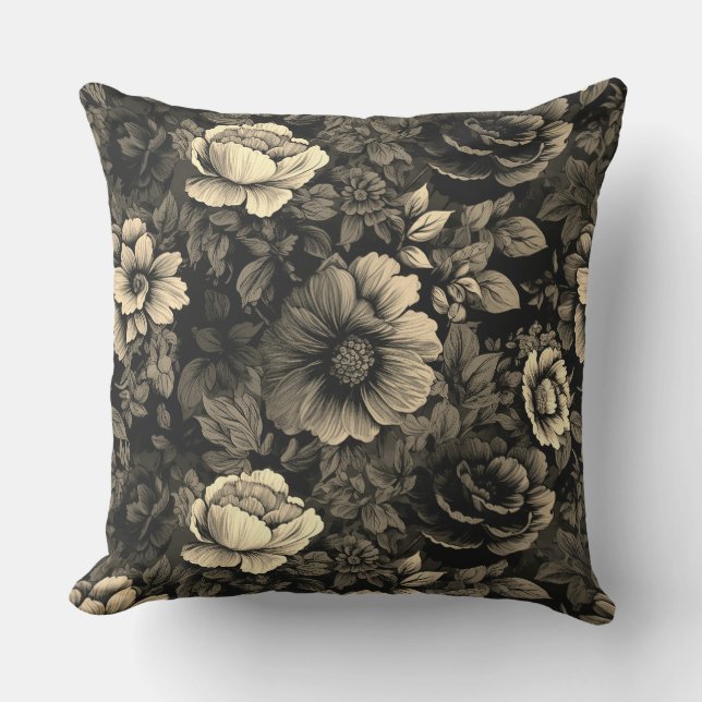 Sepia Tone  bloemenprint Buitenkussen (Voorkant)