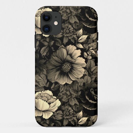 Sepia Tone  bloemenprint Case-Mate iPhone Case (Achterkant)