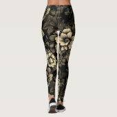 Sepia Tone  bloemenprint Leggings (Achterkant)