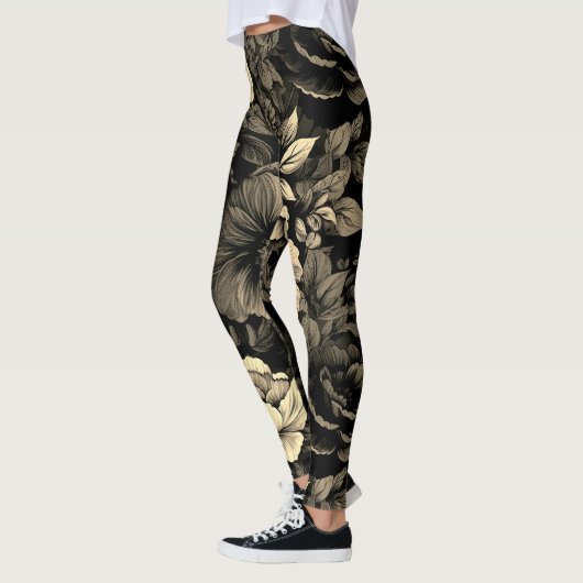 Sepia Tone  bloemenprint Leggings (Links)