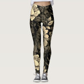 Sepia Tone  bloemenprint Leggings (Voorkant)