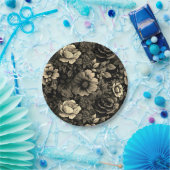 Sepia Tone bloemenprint Papieren Bordje (Feest)