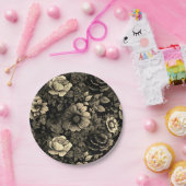 Sepia Tone bloemenprint Papieren Bordje (Feest)