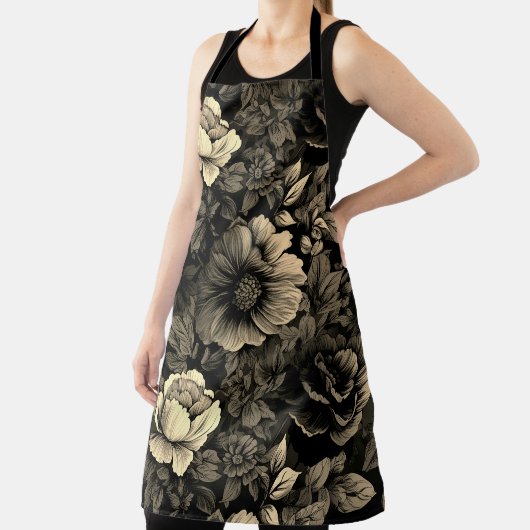 Sepia Tone  bloemenprint Schort (Insitu)