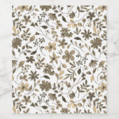 Sepia Tone bloemenprint Wijn Etiket (Enkel label)