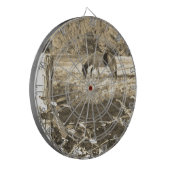 Sepia tone Bruin paard en hek Dartbord (Voorkant Links)