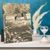 Sepia tone Bruin paard en hek Fotoplaat (Zijkant)