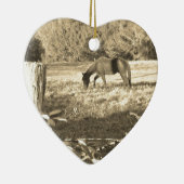Sepia tone Bruin paard en hek Keramisch Ornament (Rechts)