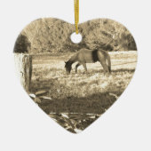 Sepia tone Bruin paard en hek Keramisch Ornament (Voorkant)
