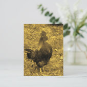 Sepia Tone Crowing Rooster Briefkaart (Staand voorkant)